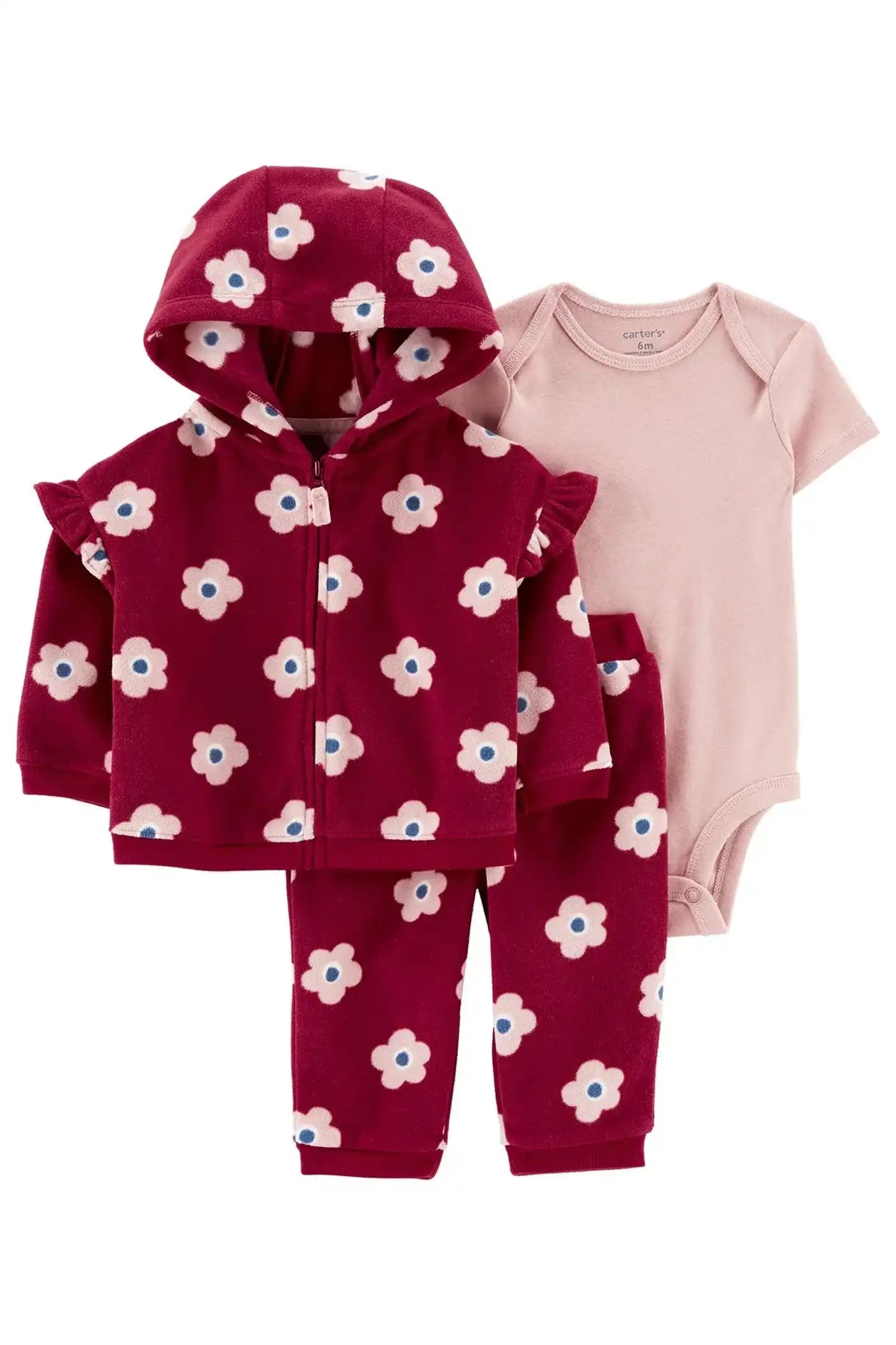 Carter's Kız Bebek 3'lü Hırkalı Takım Bordo