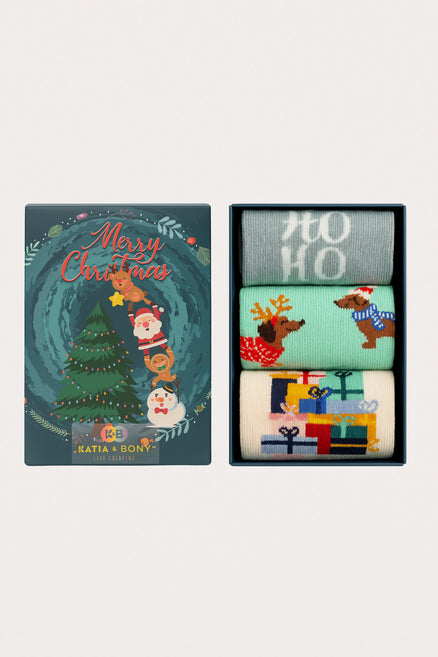 Katia & Bony Yetişkin 3'lü Yılbaşı Temalı Kutulu Soket Çorap