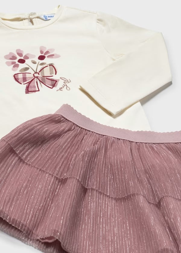 Mayoral Kız Bebek Bluz Ceket Etek Üçlü Set Gülkurusu