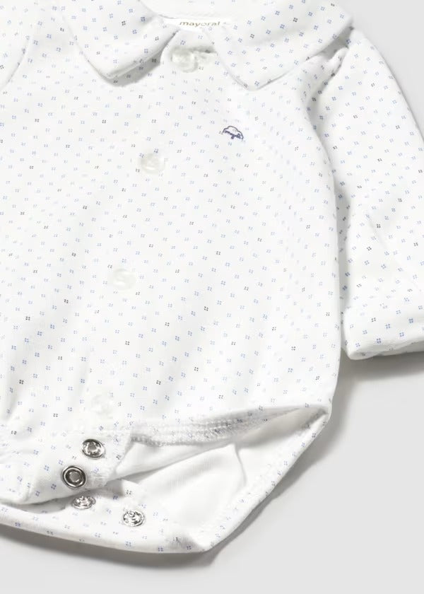 Mayoral Erkek Bebek Çıtçıtlı Uzun Kollu Pamuklu Gömlek Beyaz