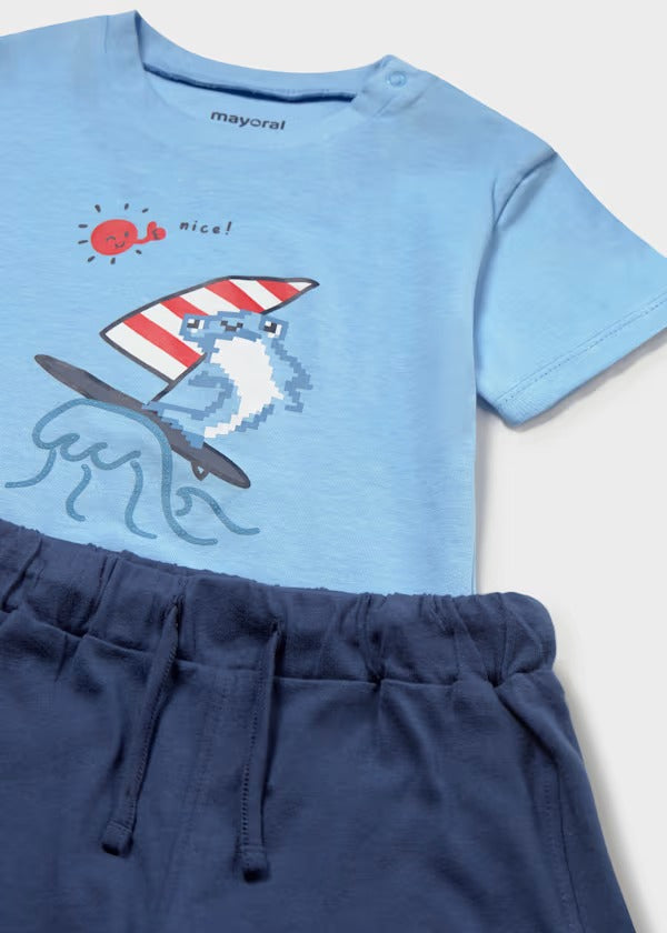 Mayoral Erkek Bebek Şort Tshirt Takım Mavi