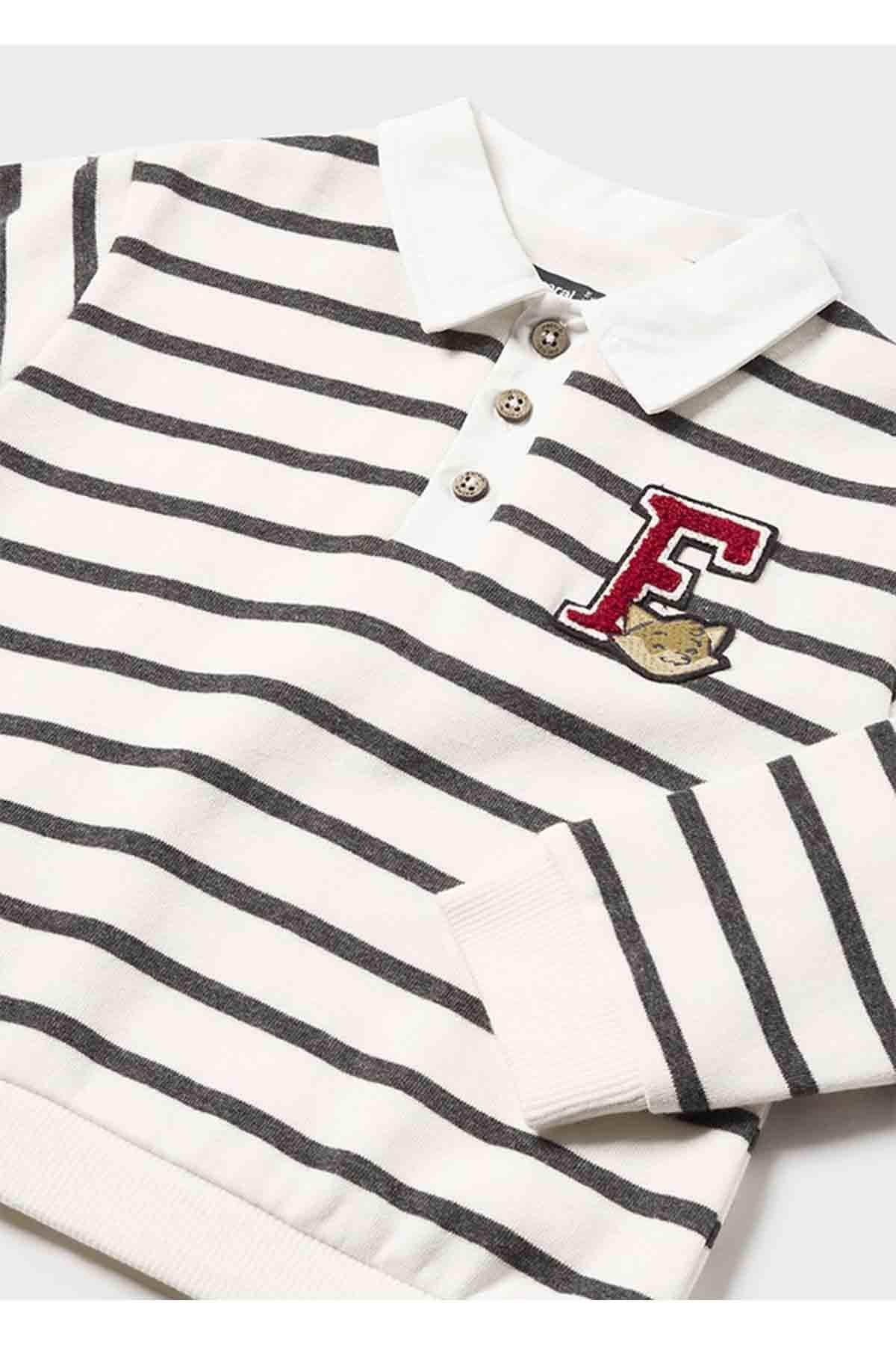 Mayoral Erkek Bebek Uzun Kollu Sweatshirt Çizgili Krem