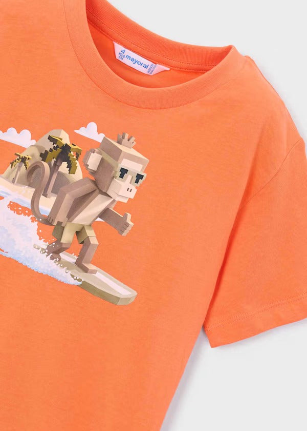 Mayoral Erkek Çocuk Kısa Kol Tshirt Baskılı Tshirt Turuncu