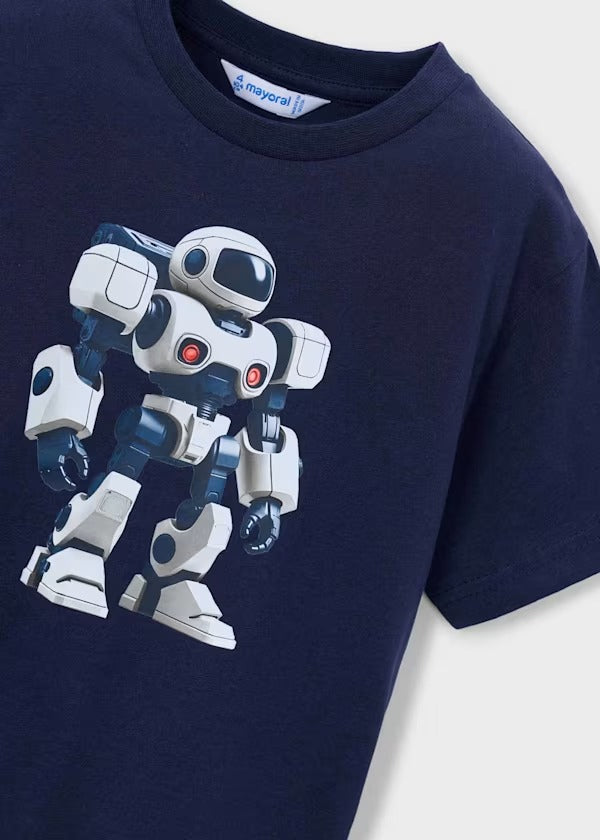 Mayoral Erkek Çocuk Kısa Kol Tshirt Lacivert Robot Baskı