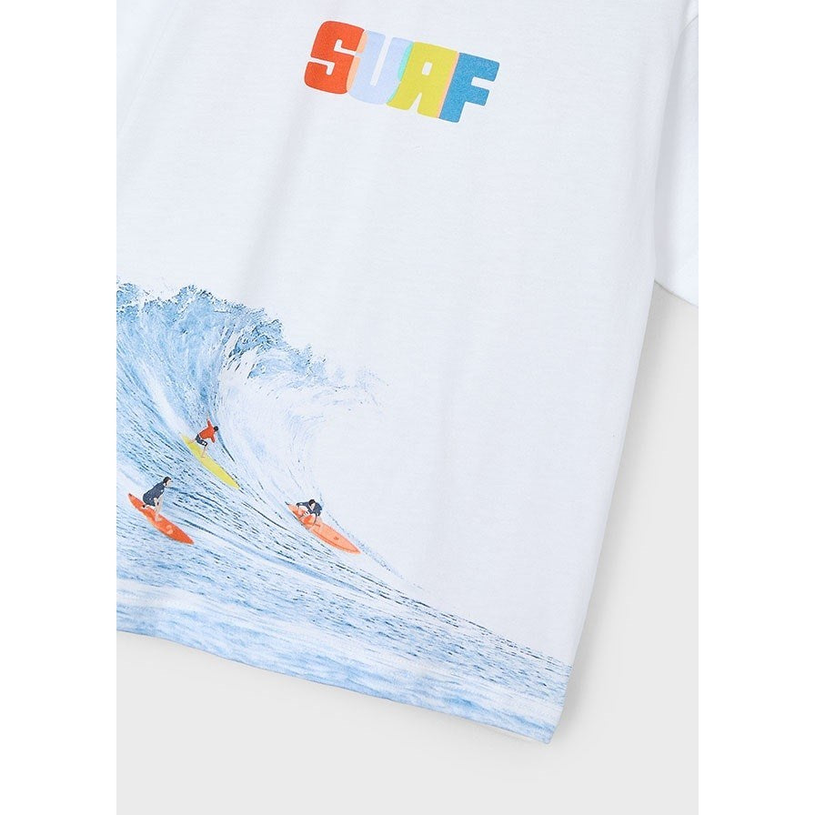 Mayoral Erkek Çocuk Kısa Kol Tshirt Surf Baskılı Beyaz