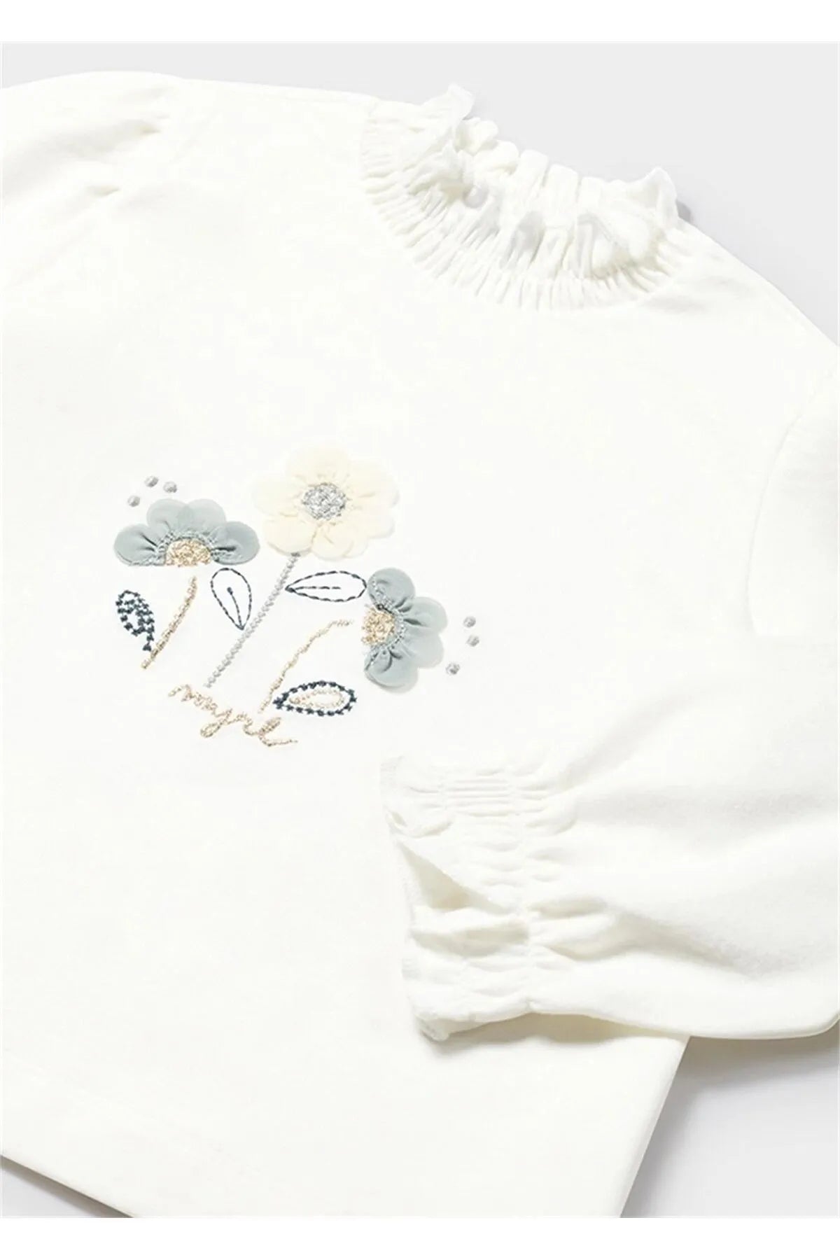 Mayoral Kız Bebek Yarım Balıkçı Yaka Bluz Krem Yeşil