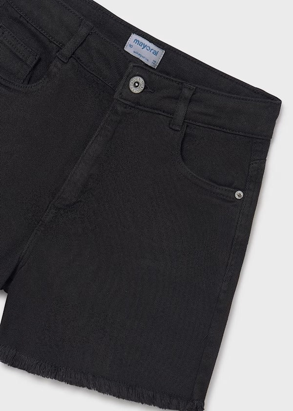 Mayoral Kız Çocuk Yüksel Bel Denim Şort Siyah