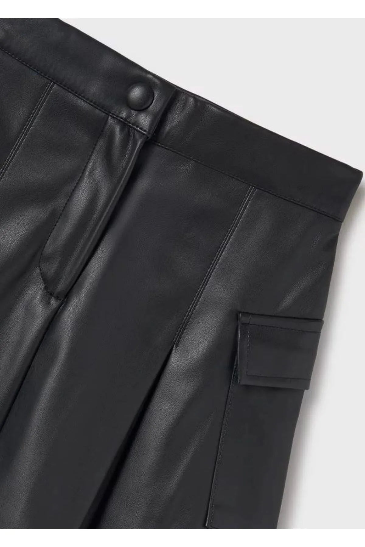 Mayoral Kız Çocuk Deri Etek Pileli Siyah