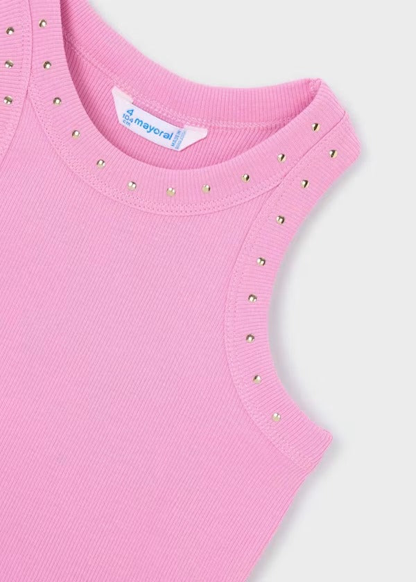 Mayoral Kız Çocuk Fitilli Crop Top Taş Detaylı Pembe