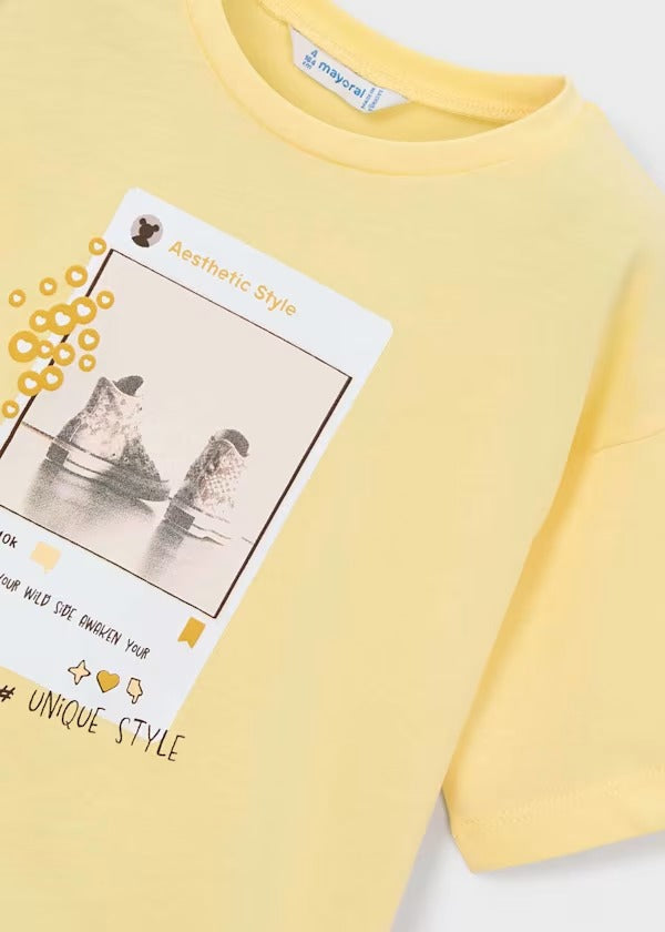 Mayoral Kız Çocuk Kısa Kol Tshirt Açık Sarı