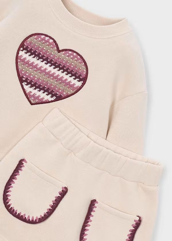 Mayoral Kız Çocuk Sweatshirt Etek Takım Krem