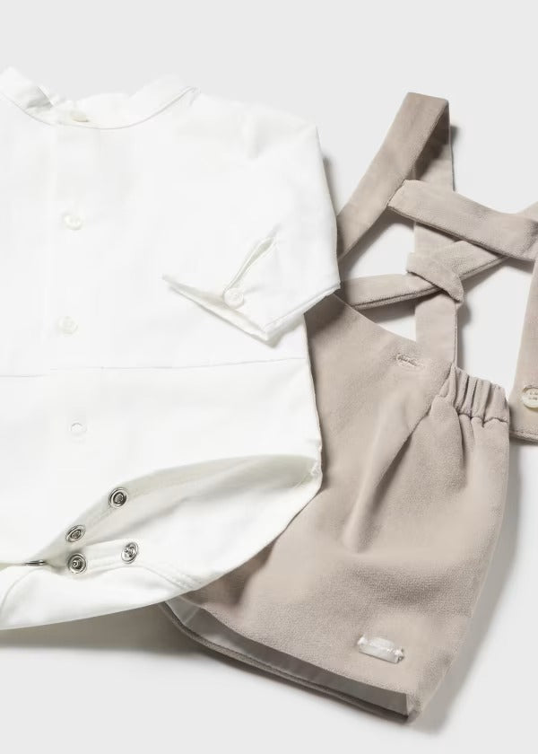 Mayoral Bebek Salopet Gömlek Takım Krem
