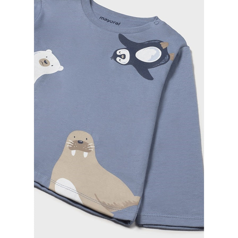Mayoral Erkek Bebek Uzun Kol Tshirt Mavi Baskılı