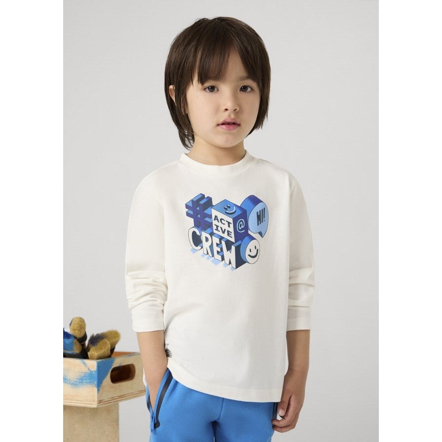 Mayoral Erkek Çocuk Araba Baskılı Tshirt Beyaz