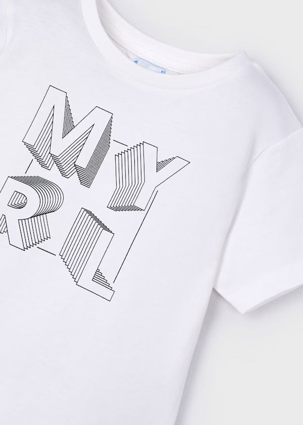 Mayoral Erkek Çocuk Tshirt Logo Baskılı Beyaz
