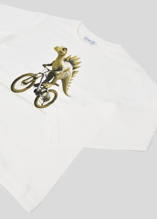 Mayoral Erkek Çocuk Uzun Kol Tshirt Beyaz Dinazor Baskılı