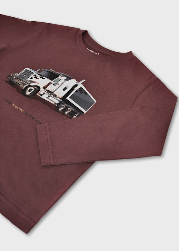 Mayoral Erkek Çocuk Uzun Kol Tshirt Bordo Baskılı