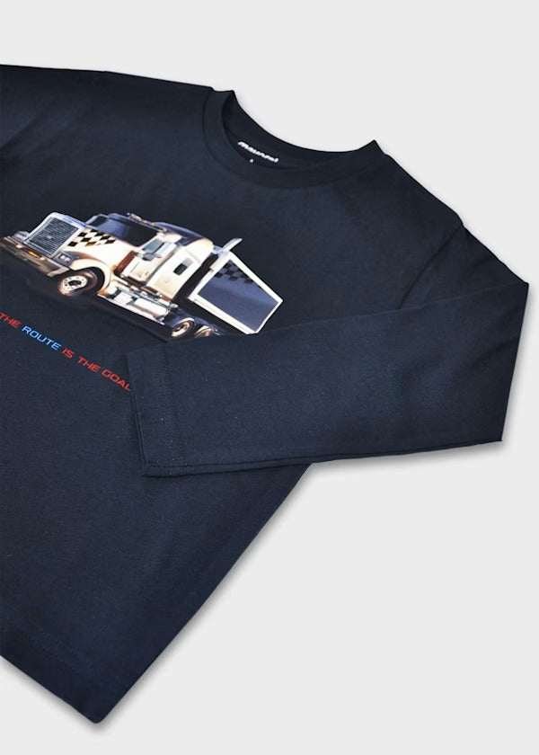 Mayoral Erkek Çocuk Uzun Kol Tshirt Lacivert Baskılı