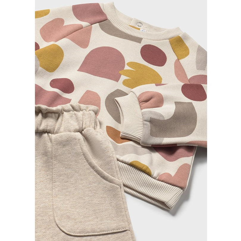 Mayoral Kız Bebek Sweatshirt Eşofman İkili Set Bej