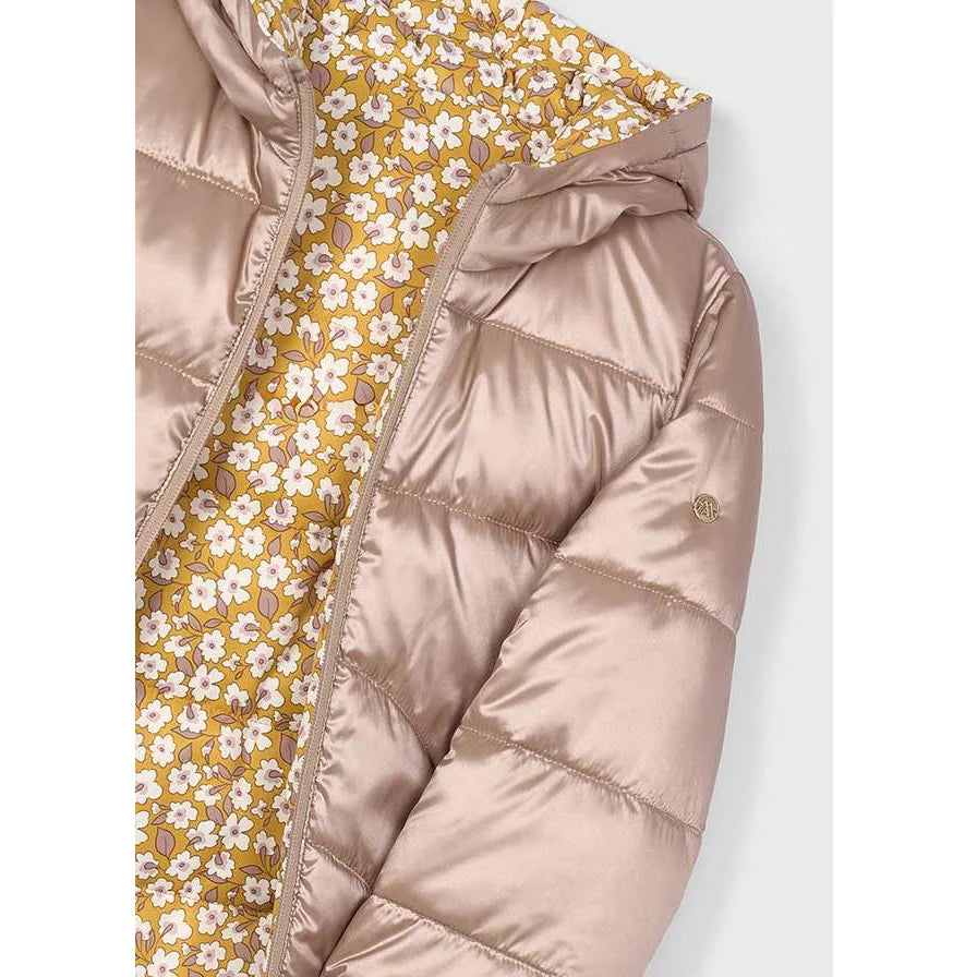 Mayoral Kız Çocuk Kapüşonlu Çift Taraflı Anorak Mont Kahverengi - Sarı