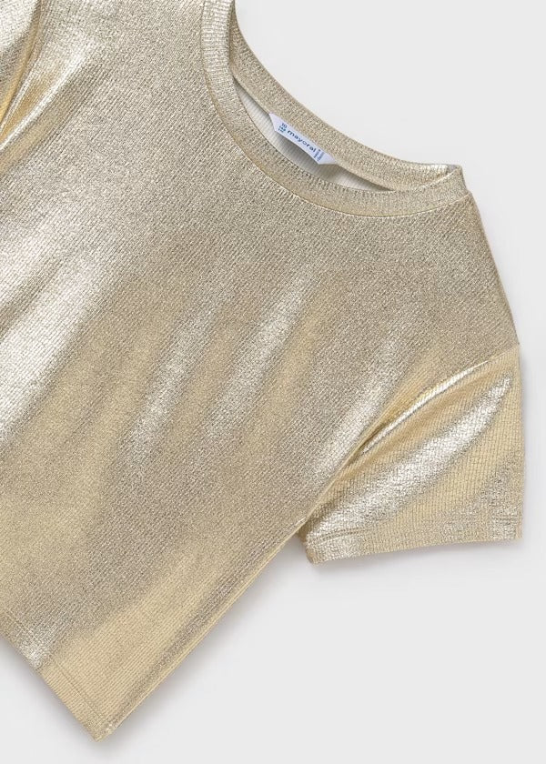 Mayoral Kız Çocuk Nervürlü Crop Metalik Gold