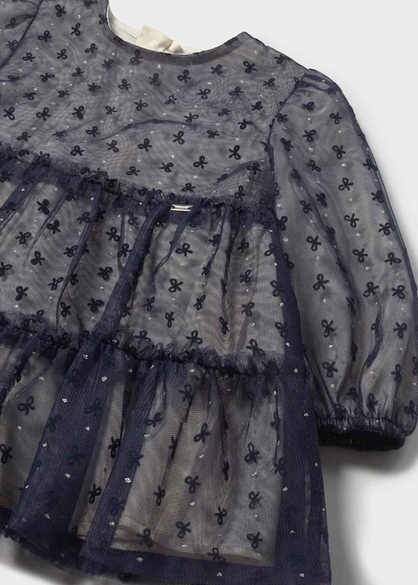 Mayoral Kız Çocuk Uzun Kol Tül Elbise Lacivert