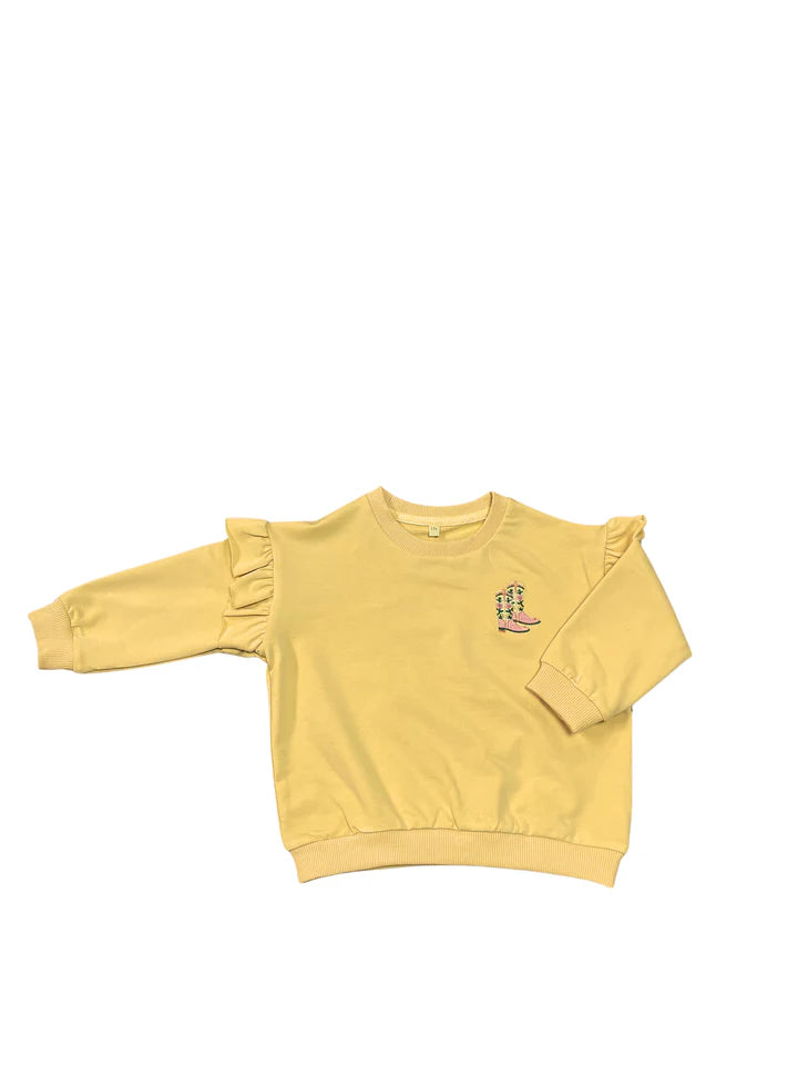 Miela Kids Fırfır Detaylı Sweatshirt Açık Sarı