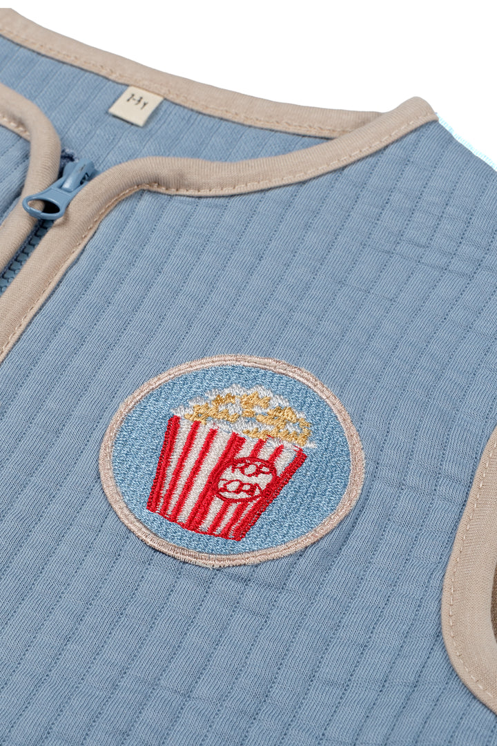 Miela Kids Kontrast Biyeli Kapitone Yelek Gök Mavisi