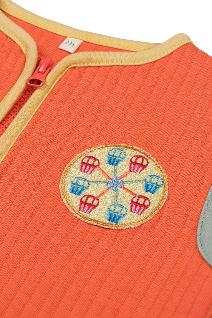 Miela Kids Kontrast Biyeli Kapitone Yelek Turuncu