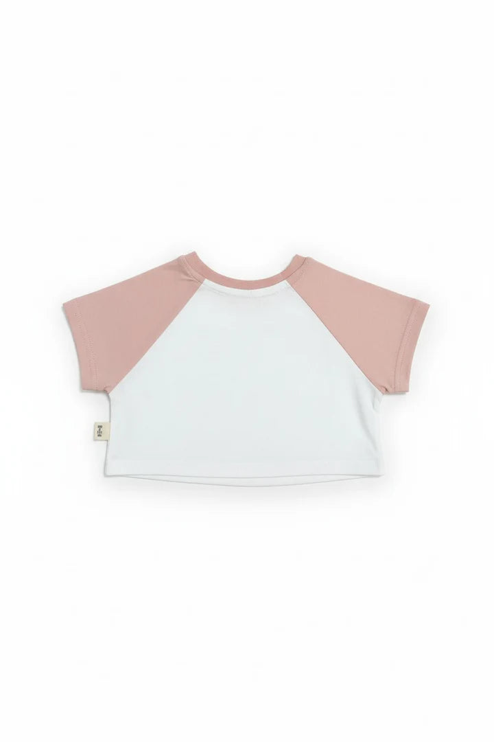 Miela Kids Kurdela Detaylı Kontrast Oversize Crop Tişört