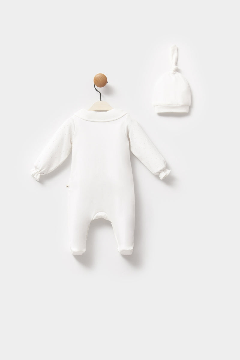 Moi Noi Şapka Tulum Fırfır Yaka Ekru