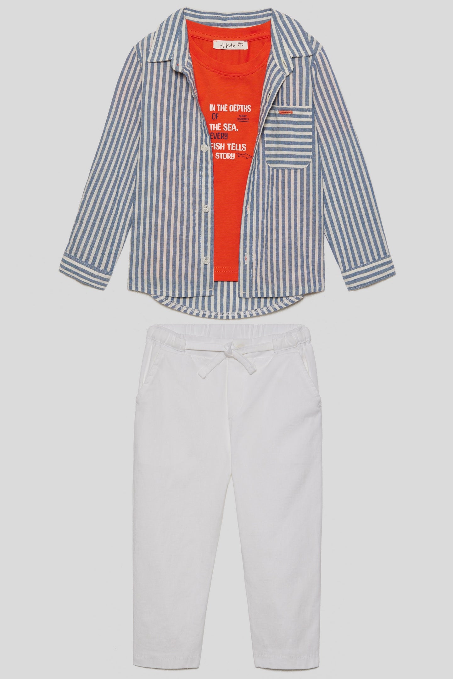 NK Kids Erkek Bebek Gömlek Çizgili Mavi