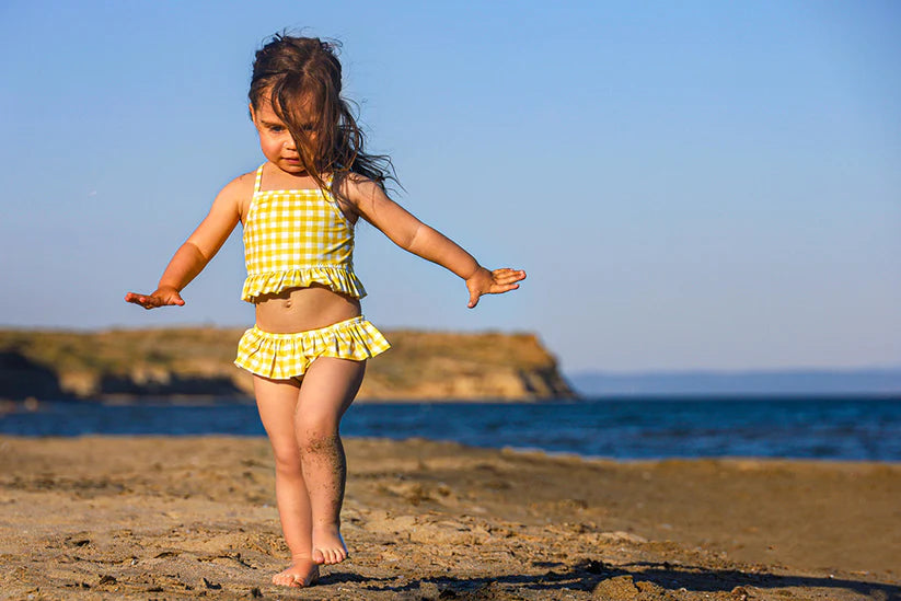 Sand Mother Kız Çocuk Bikini Takım Honey Mustard UV Korumalı Fırfırlı