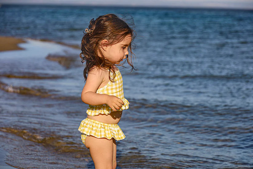 Sand Mother Kız Çocuk Bikini Takım Honey Mustard UV Korumalı Fırfırlı