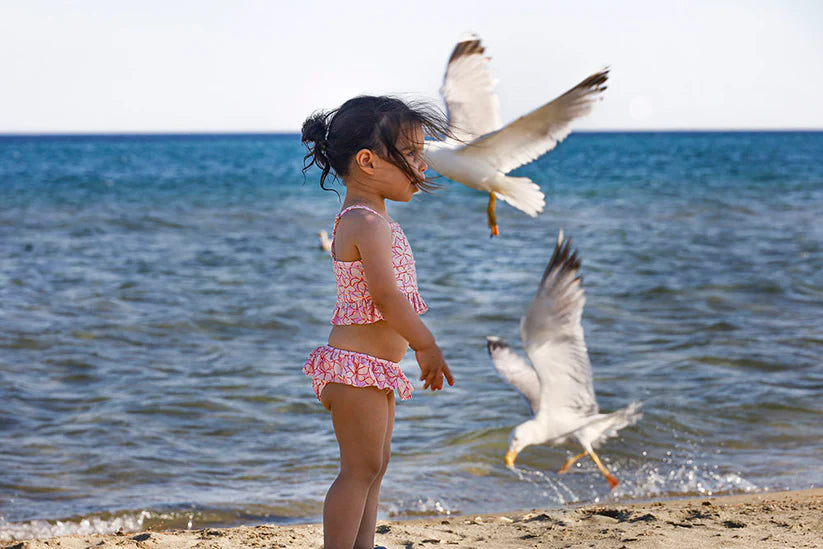 Sand Mother Kız Çocuk Bikini Takım Lilac Blossoms UV Korumalı Fırfırlı