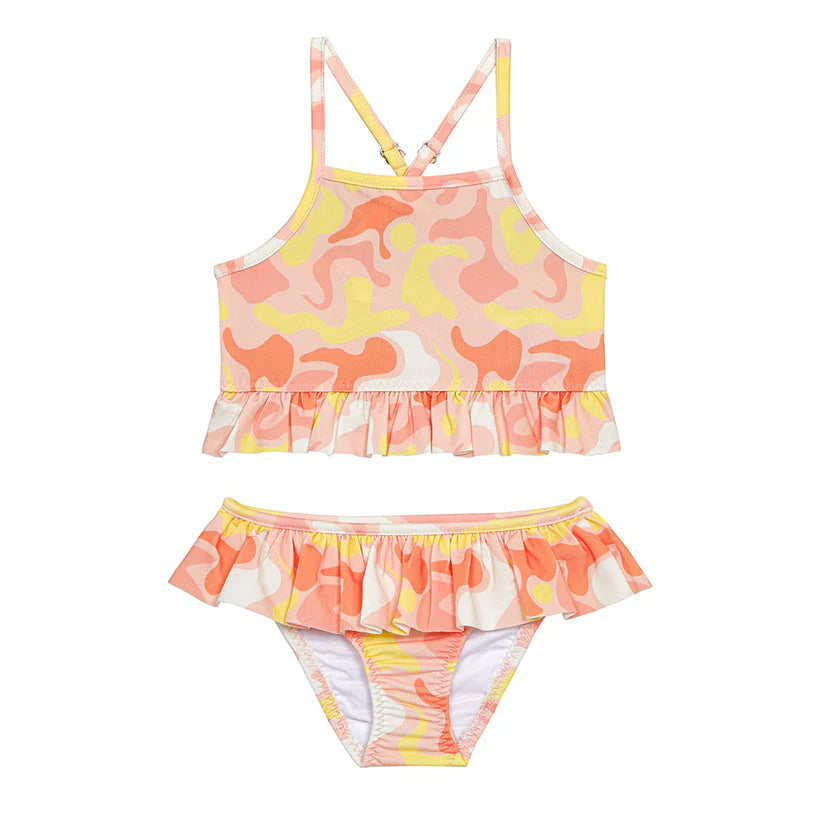 Sand Mother Kız Çocuk Bikini Takım Sunset Feeling UV Korumalı Fırfırlı