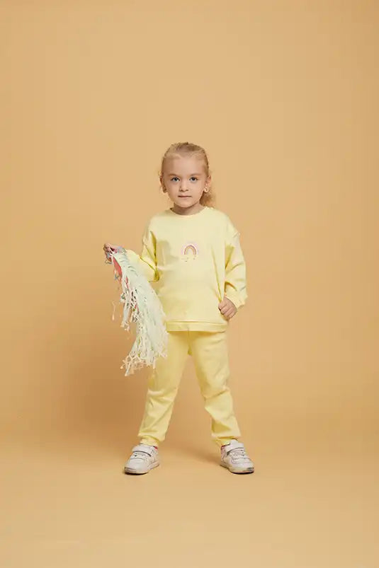 Baby Joko Eşofman Takımı Gökkuşşağı Nakışlı Sarı