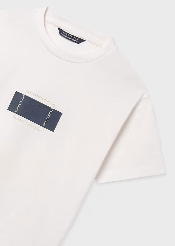 Mayoral Erkek Çocuk Kısa Kol Serigraf Baskılı Tshirt Krem