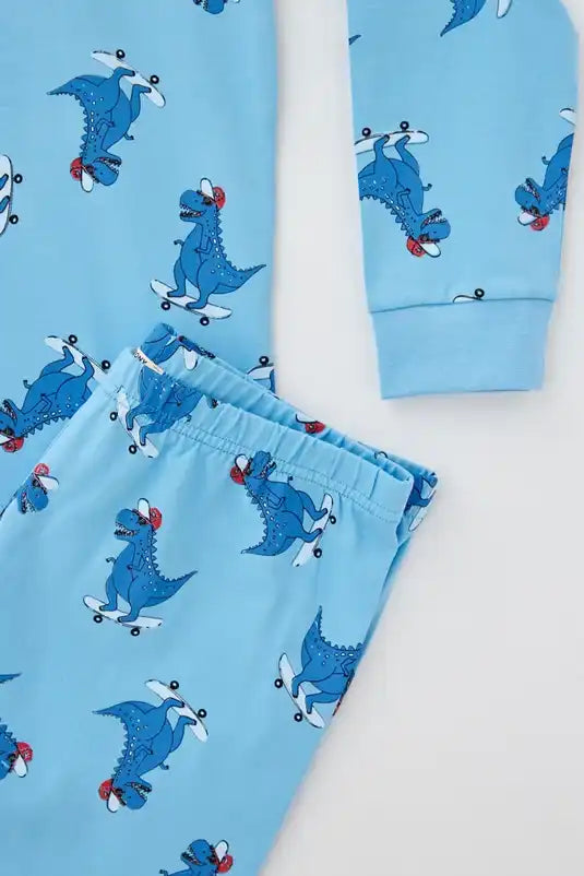 Katia&Bony Erkek Çocuk Pijama Takımı Dino Mavi