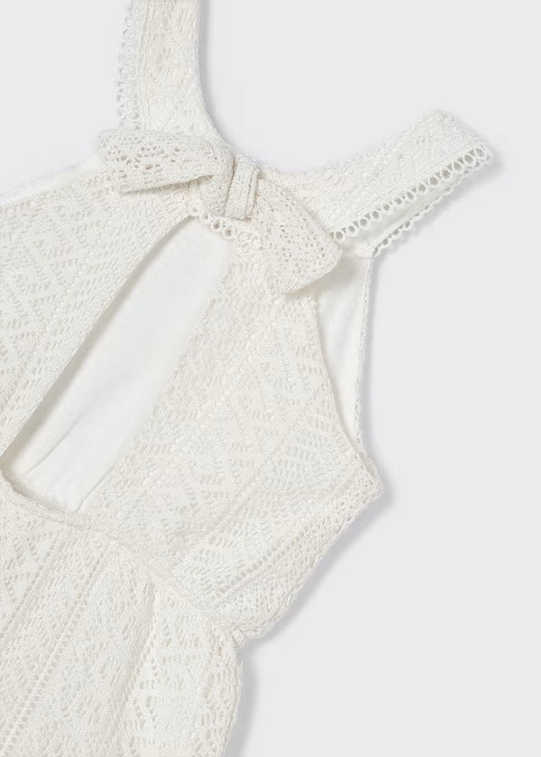 Mayoral Kız Çocuk Güpürlü Tulum Krem