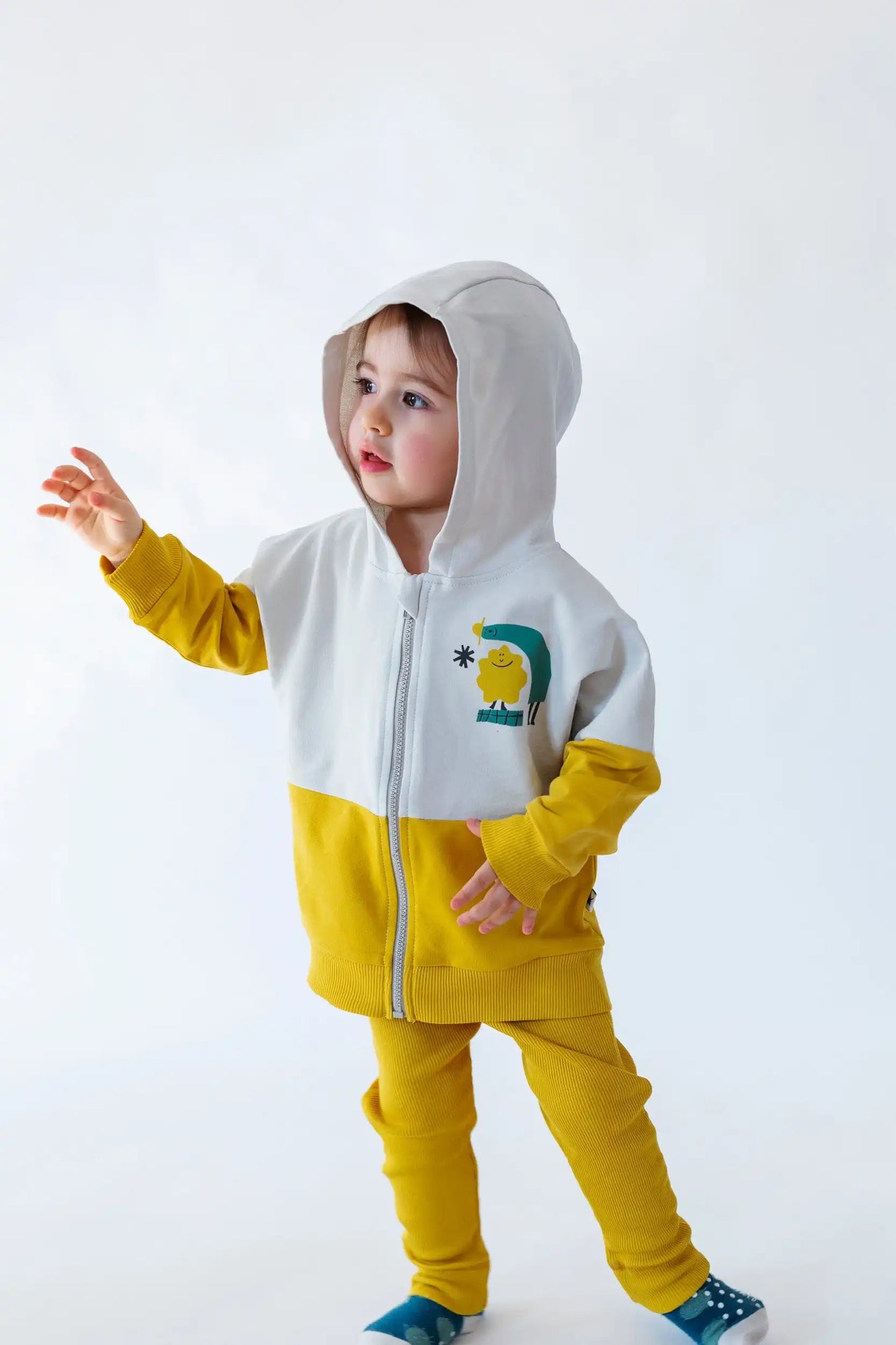 Little Yucca Kapüşonlu Sweatshirt Color-Block Sarı