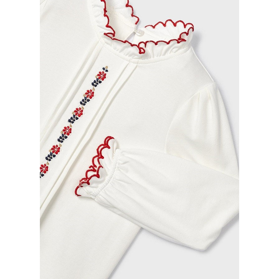 Mayoral Kız Çocuk Bluz İşlemeli Kırmızı