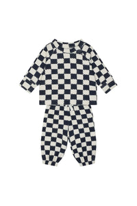 Antebies Bebek Sweatshirt Pantolon Set Antrasit Kareler