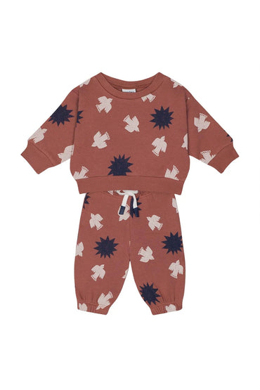 Antebies Bebek Sweatshirt Pantolon Set Gün Batımı Kuş & Güneş