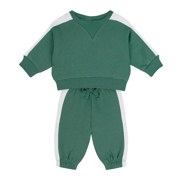 Antebies Bebek Sweatshirt Pantolon Set Kontrast Yeşil