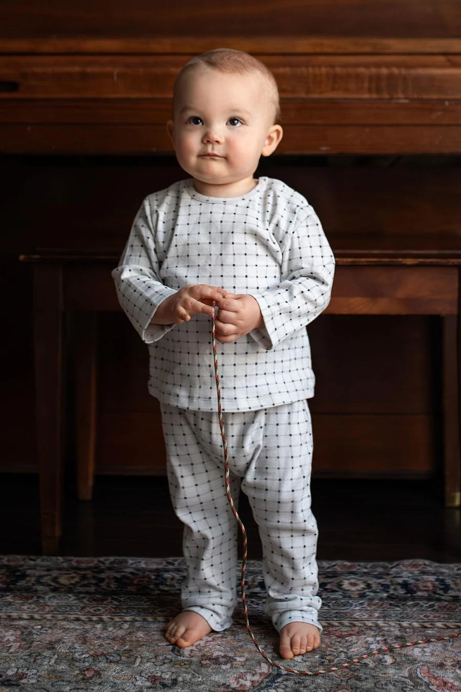 Antebies Bebek Uzun Kollu Tshirt Pantolon Set Minik Kareler