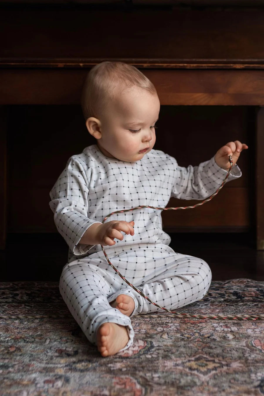 Antebies Bebek Uzun Kollu Tshirt Pantolon Set Minik Kareler