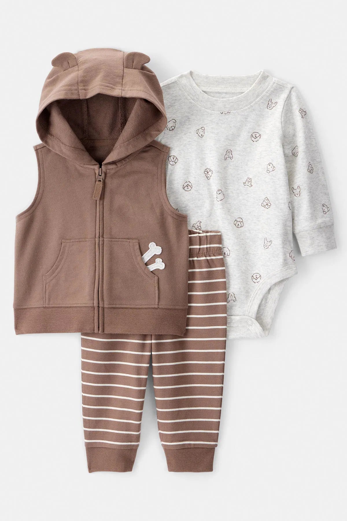 Carter's Erkek Bebek Kahverengi Yelekli Set