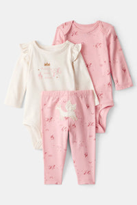 Carter's Kız Bebek Pembe 3Lü Set Unicorn Yıldız Baskılı