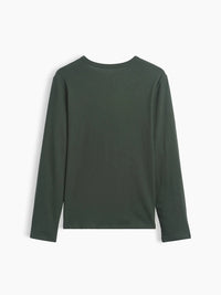 Gap Uzun Kol Logo Tshirt Koyu Yeşil